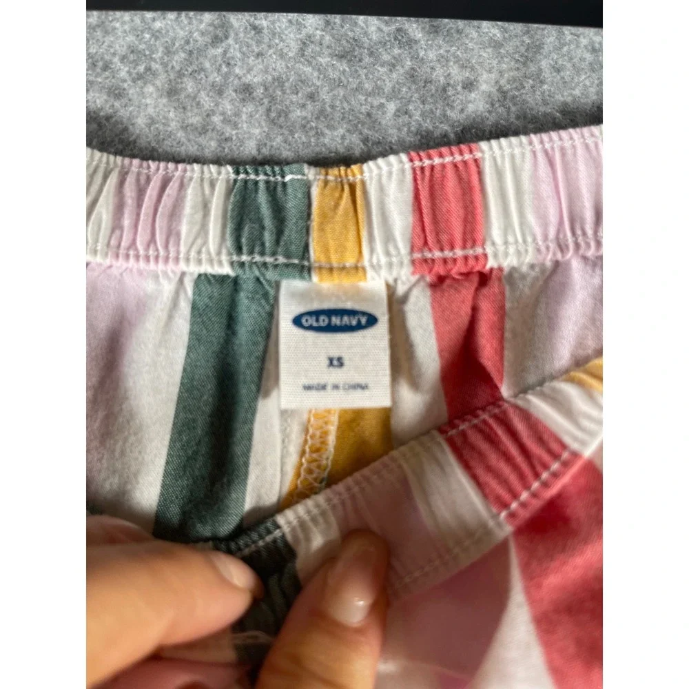 Old Navy Girls Pajama Shorts XS Multicolor Vertical Stripe Elastic Waist Sleep
